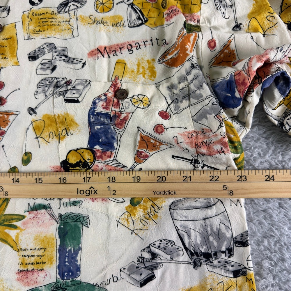 Tori Richard Mens Cocktail Recipe Print Rayon Hawaiian Aloha Shirt Large - Picture 7 of 8